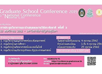 บัณฑิตวิทยาลัยเปิดรับบทความการประชุมวิชาการและนำเสนอผลงานวิจัยระดับชาติ
ครั้งที่ 3