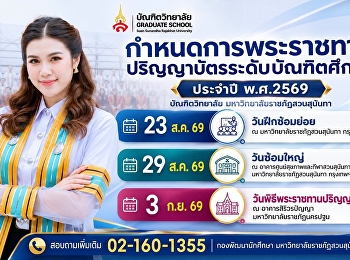 กำหนดพระราชทานปริญญาบัตร ประจำปี พ.ศ.
2569 มหาวิทยาลัยราชภัฏสวนสุนันทา